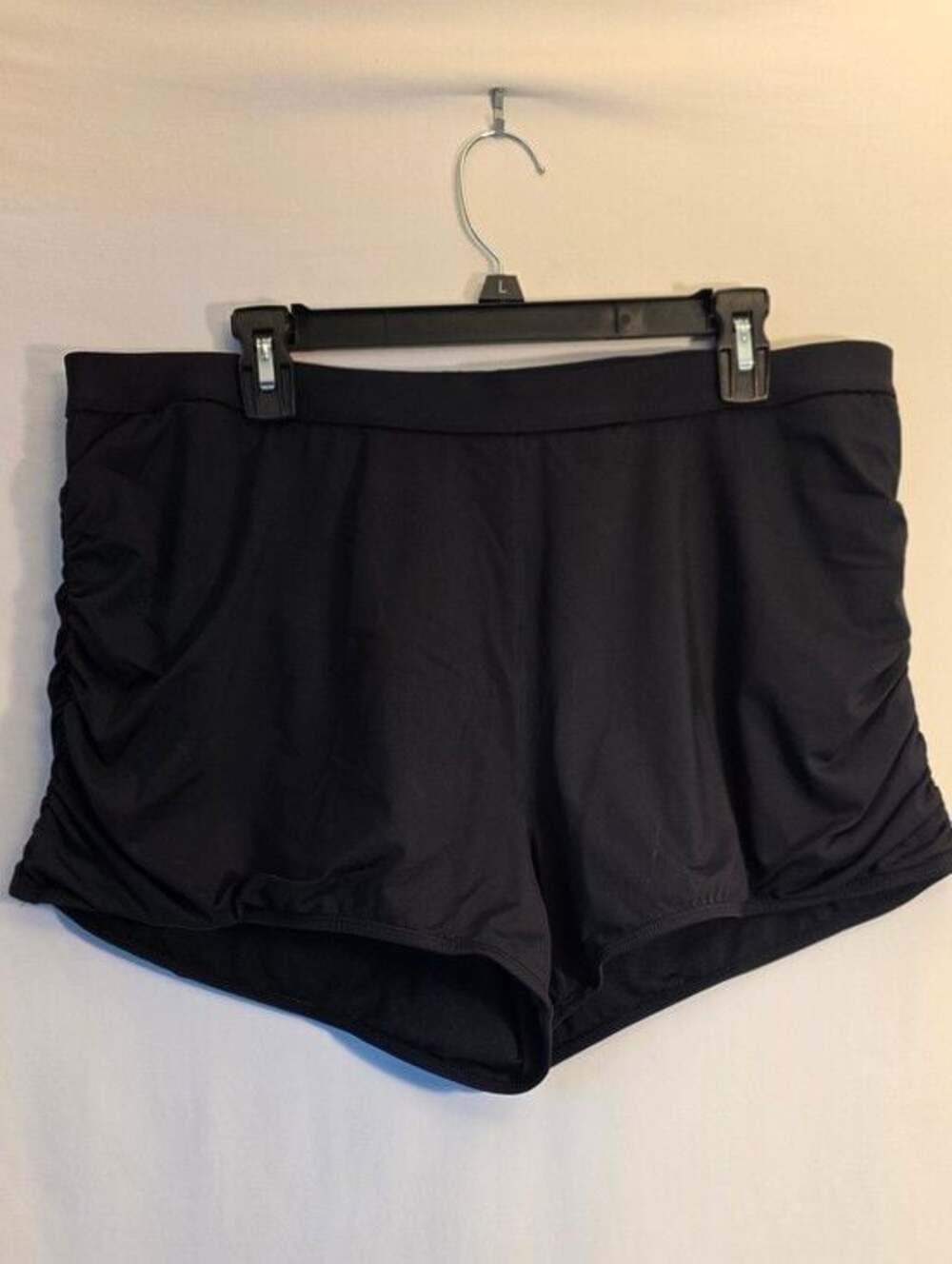 Black Ruched Side Bike Swim Shorts